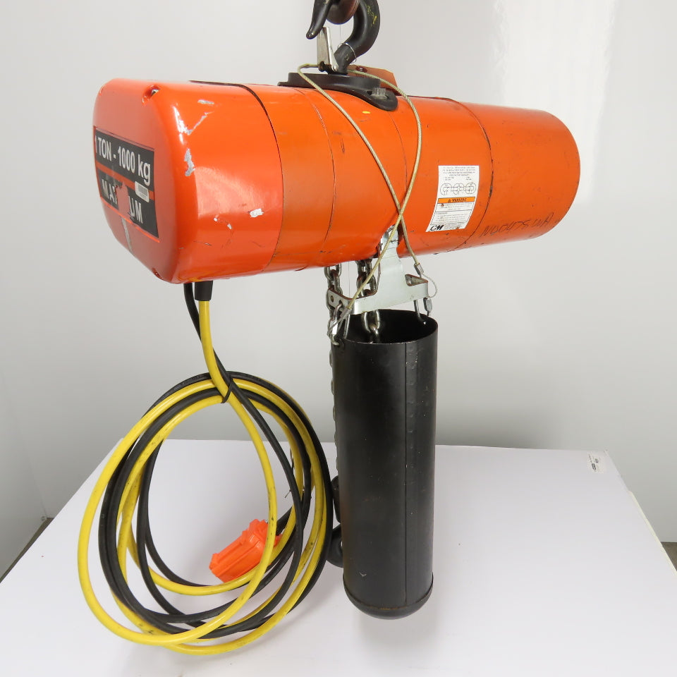 CM Lodestar Model L 1Ton 2000LB Electric Chain Hoist 20' Lift 16FPM 3Ph 230/460V