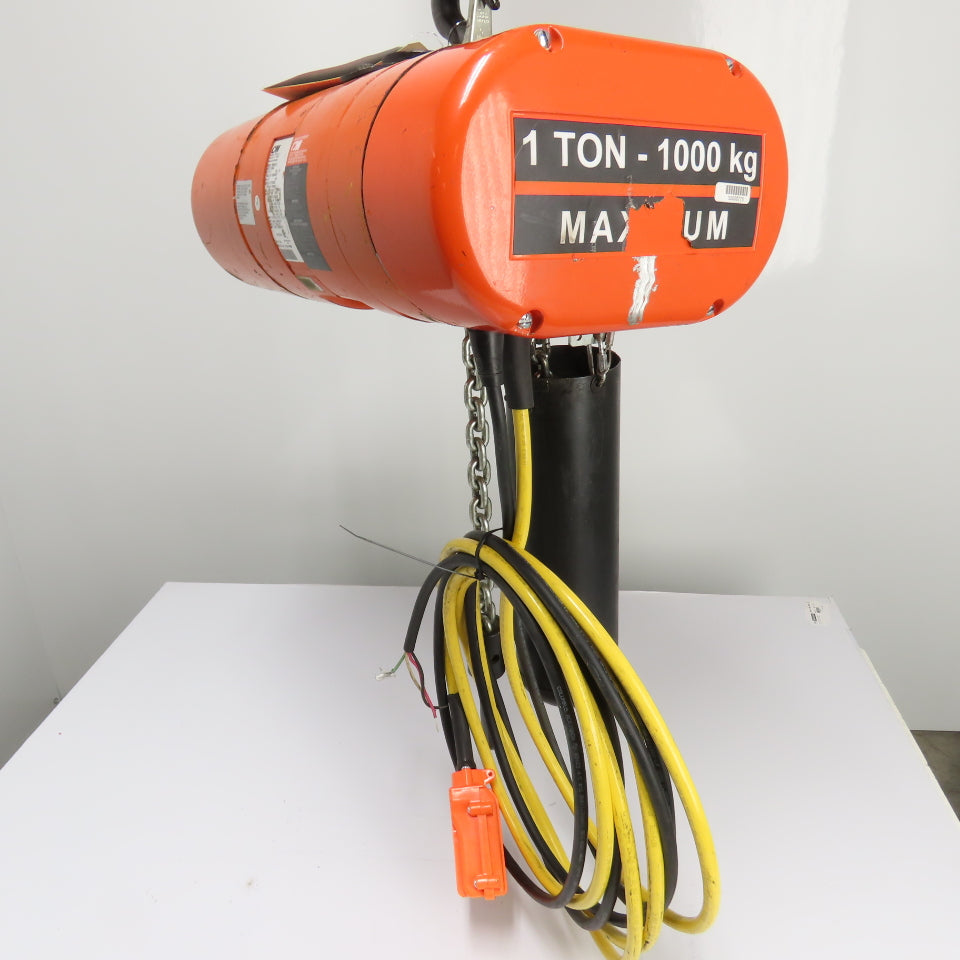 CM Lodestar Model L 1Ton 2000LB Electric Chain Hoist 20' Lift 16FPM 3Ph 230/460V