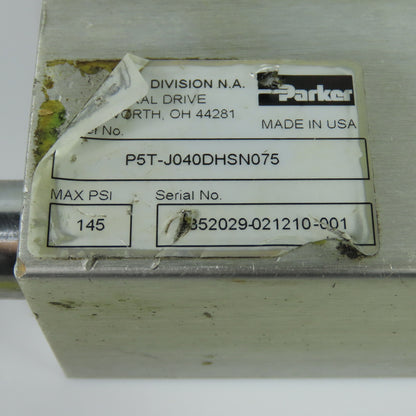 Parker P5T-J040DHSN075 40mm Bore 0.75" Stroke Guided Pneumatic Cylinder 145 PSI