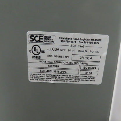 SCE SCE-48EL3616LPPL 48" x 36" x 16" Free Standing Electrical Cabinet Backplate