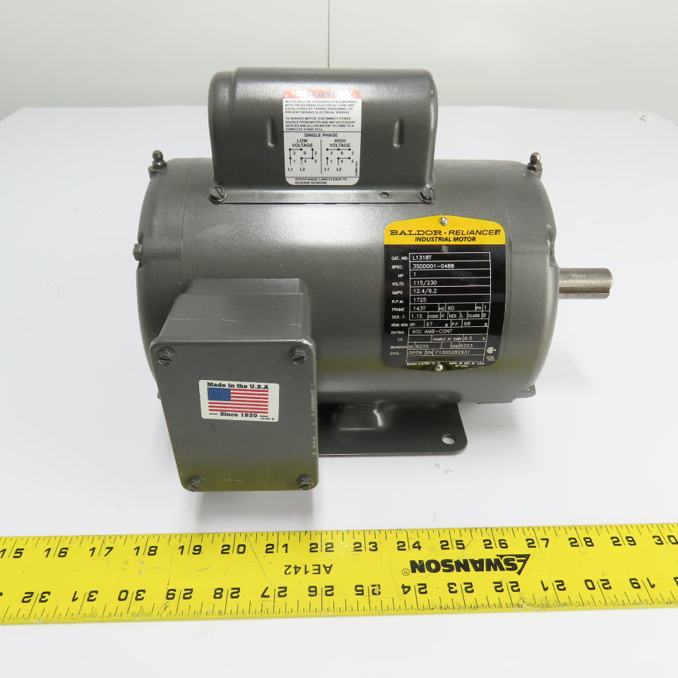 Baldor L1318T 1HP Electric Motor 115/230V 1725RPM 143T Frame Tested