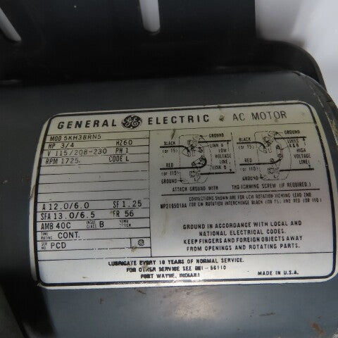 General Electric 5KH38RN5 3/4HP Electric Motor 115/208-230V 1Ph 56 Frame 1725RPM