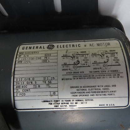 General Electric 5KH38RN5 3/4HP Electric Motor 115/208-230V 1Ph 56 Frame 1725RPM