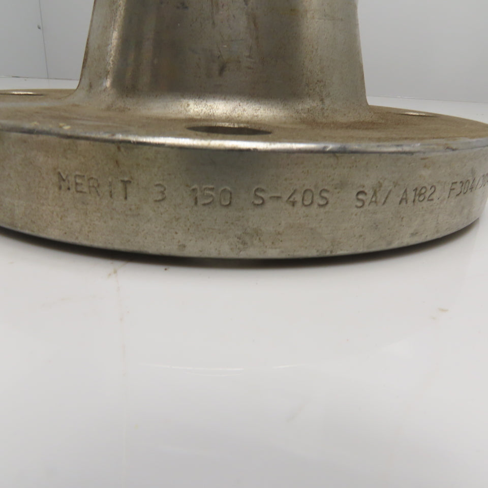 Merit 3" Weld Neck Pipe Flange Class 150 Sch 40S Stainless Steel