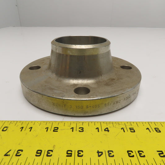 Merit 3" Weld Neck Pipe Flange Class 150 Sch 40S Stainless Steel