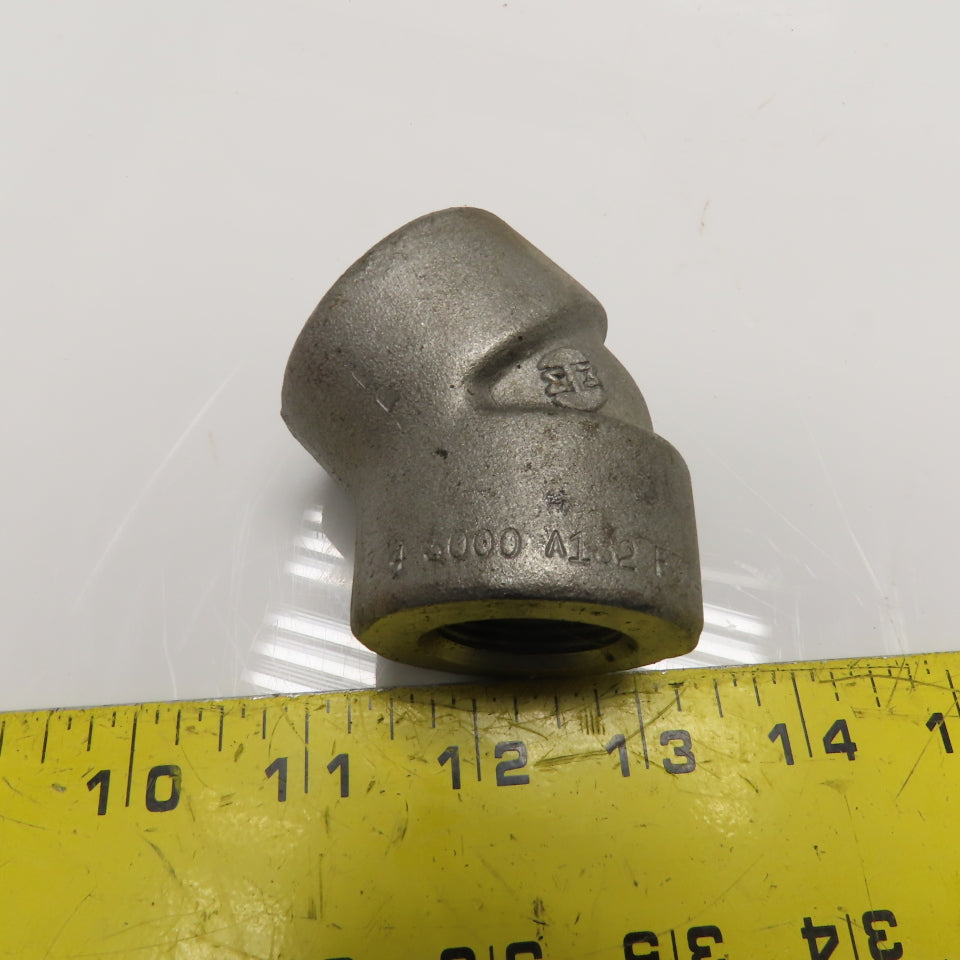 1" 45 Degree Threaded Elbow Pipe Fitting 3000# 304 Stainless Steel
