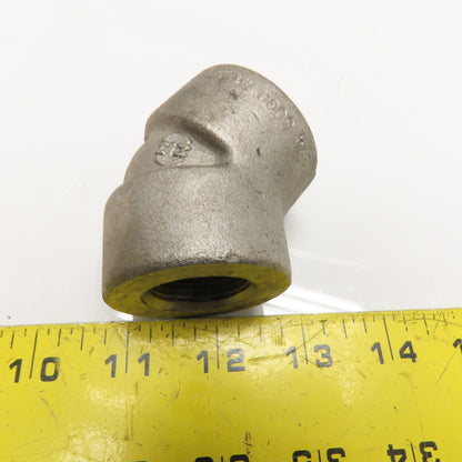 1" 45 Degree Threaded Elbow Pipe Fitting 3000# 304 Stainless Steel