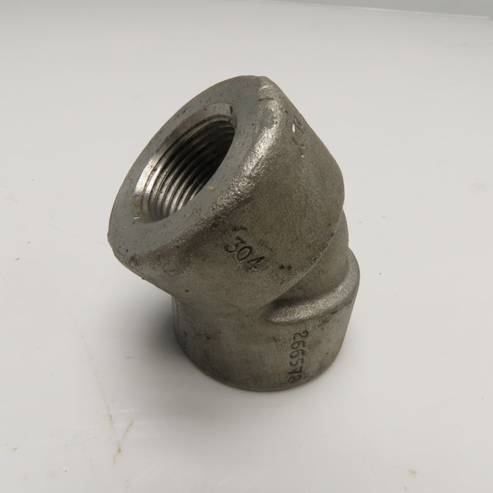 1" 45 Degree Threaded Elbow Pipe Fitting 3000# 304 Stainless Steel