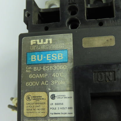 Fuji Electric BU-ESB3060 60A 600V 3-Pole Circuit Breaker 120V Shunt Trip