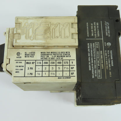 Klöckner Moeller ZM-10-PKZ 2 Trip Module 10A 3Ph 600VAC