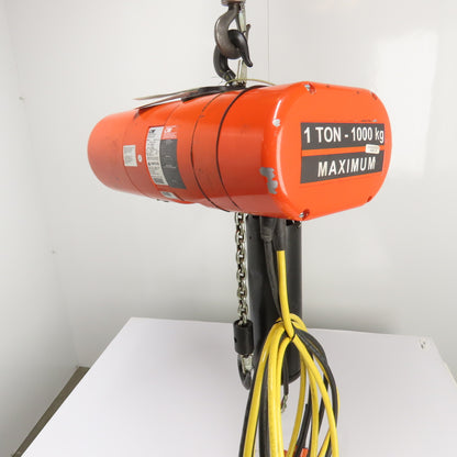 CM Lodestar Model L 1Ton 2000LB Electric Chain Hoist 20' Lift 16FPM 3Ph 230/460V