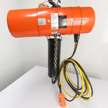 CM Lodestar Model L 1Ton 2000LB Electric Chain Hoist 20' Lift 16FPM 3Ph 230/460V