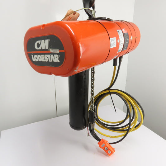 CM Lodestar Model L 1Ton 2000LB Electric Chain Hoist 20' Lift 16FPM 3Ph 230/460V