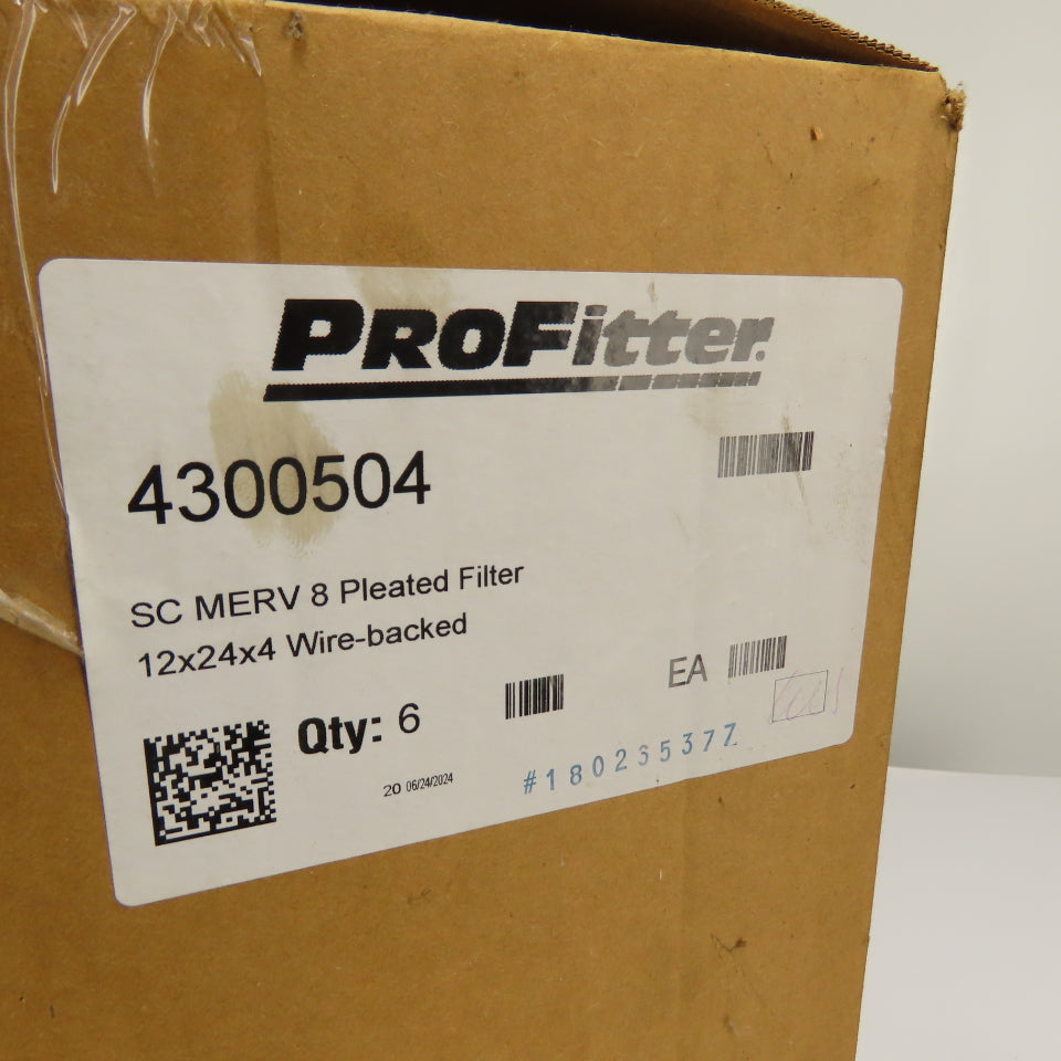 ProFitter 4300504 SC MERV 8 Pleated Air Filter 12x24x4 Wire-backed Case of 6