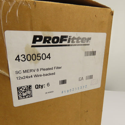 ProFitter 4300504 SC MERV 8 Pleated Air Filter 12x24x4 Wire-backed Case of 6