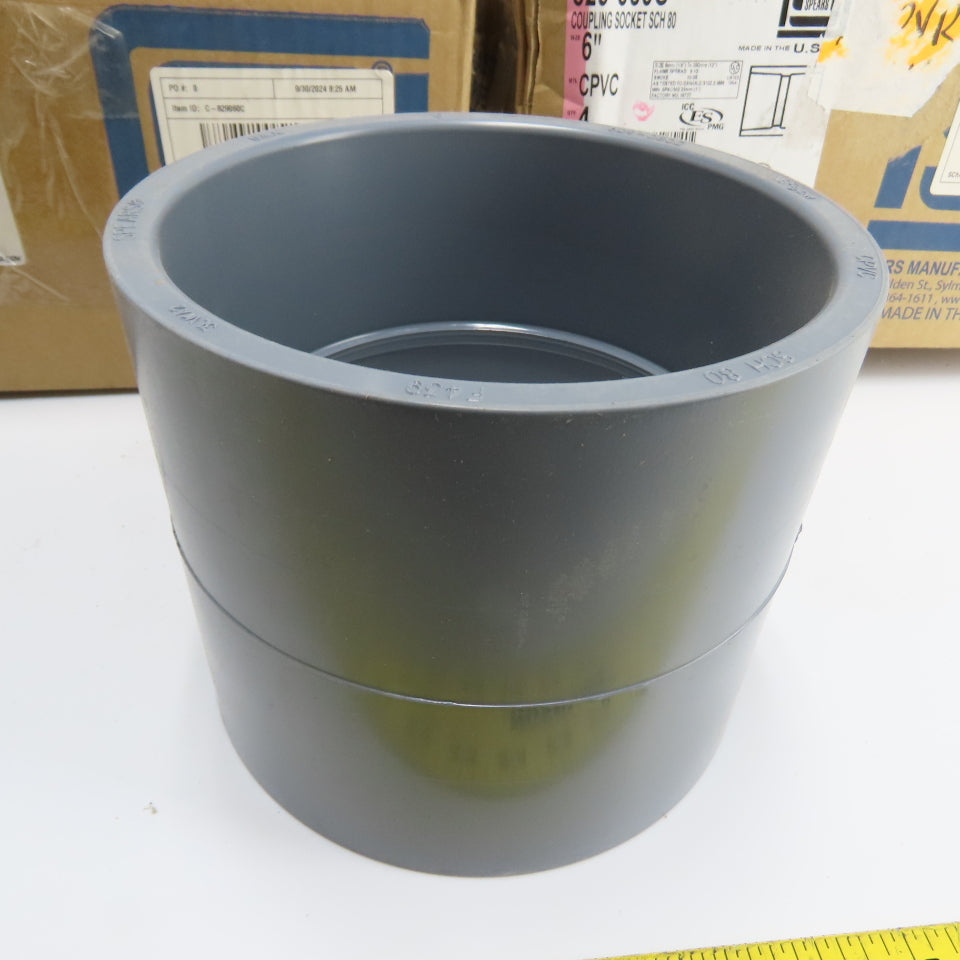 Spears 829-060C 6" x 6" CPVC Coupling Sch 80 Gray Pipe Fitting Slip x Slip Lot/6