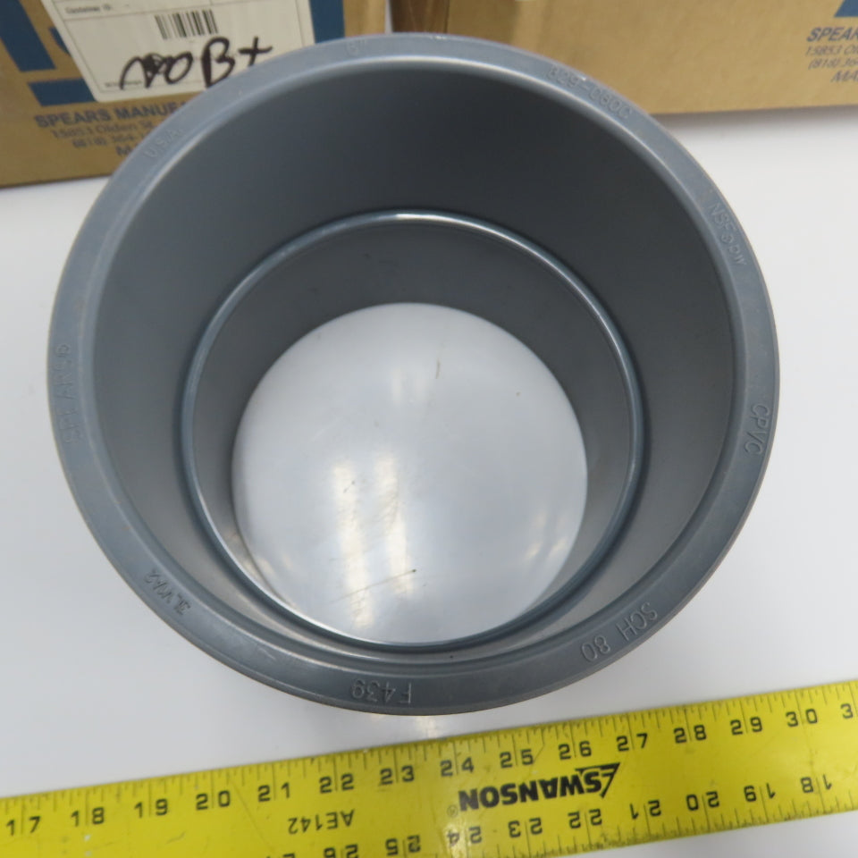 Spears 829-060C 6" x 6" CPVC Coupling Sch 80 Gray Pipe Fitting Slip x Slip Lot/6