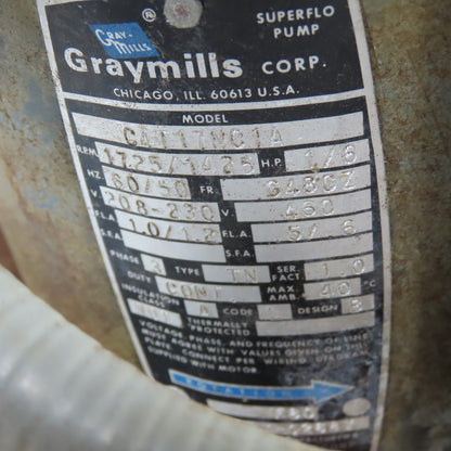 Graymills CAT17NC1A 1/6HP Coolant Pumping System 3Ph 230/460V W/Reservoir