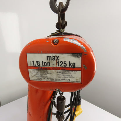 CM Lodestar Model A2 1/8Ton 250LB Electric Chain Hoist 460V 3Ph 32/10FPM 12'Lift