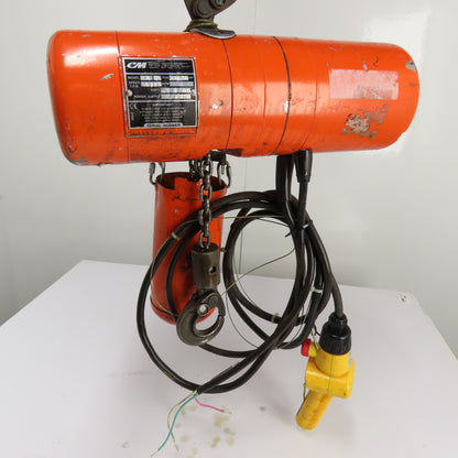 CM Lodestar Model A2 1/8Ton 250LB Electric Chain Hoist 460V 3Ph 32/10FPM 12'Lift