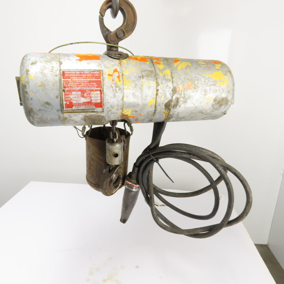 CM Lodestar Model F Electric Chain Hoist 1/2 Ton 16FPM 12' Lift 208-220/440V 3Ph