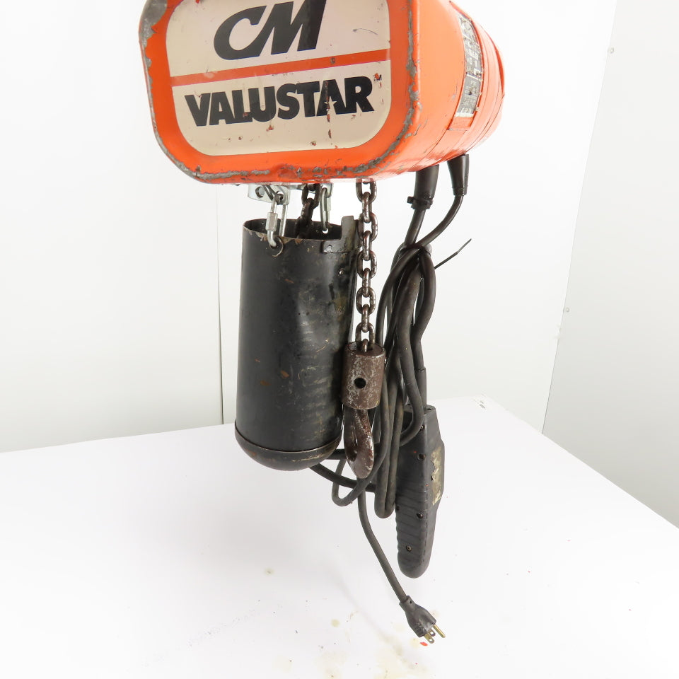 CM Valustar Model WF 1/2 Ton 1000LB Electric Chain Hoist 15' Lift 16FPM 1Ph 115V