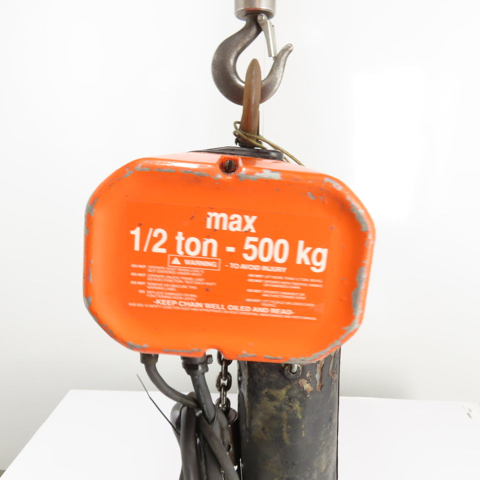 CM Valustar Model WF 1/2 Ton 1000LB Electric Chain Hoist 15' Lift 16FPM 1Ph 115V