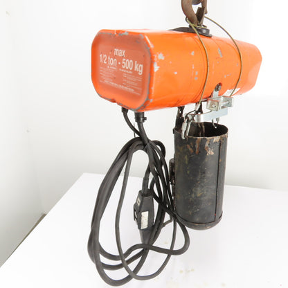CM Valustar Model WF 1/2 Ton 1000LB Electric Chain Hoist 15' Lift 16FPM 1Ph 115V