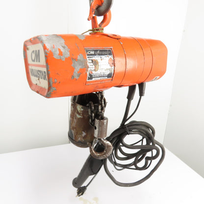 CM Valustar Model WF 1/2 Ton 1000LB Electric Chain Hoist 10' Lift 16FPM 1Ph 115V