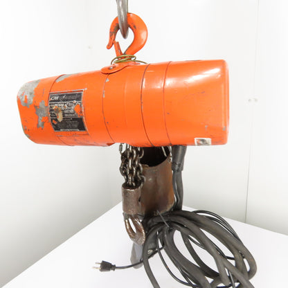 CM Valustar Model WF 1/2 Ton 1000LB Electric Chain Hoist 10' Lift 16FPM 1Ph 115V