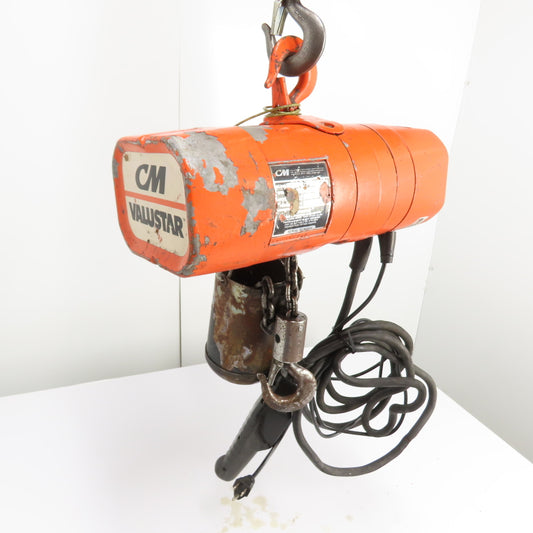 CM Valustar Model WF 1/2 Ton 1000LB Electric Chain Hoist 10' Lift 16FPM 1Ph 115V