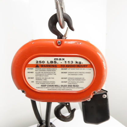 CM Shopstar Model 1/8 Ton 250LB Electric Chain Hoist 10' Lift 16FPM 380/460V 3Ph