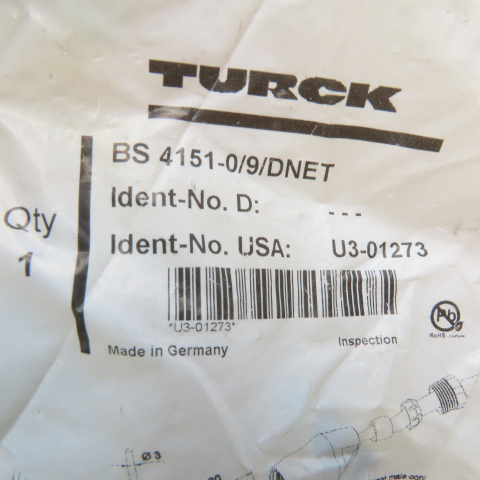 Turck BS 4151-0/9/DNET DeviceNet Circular Connector 5-Pin Field Wireable Plug
