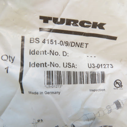 Turck BS 4151-0/9/DNET DeviceNet Circular Connector 5-Pin Field Wireable Plug