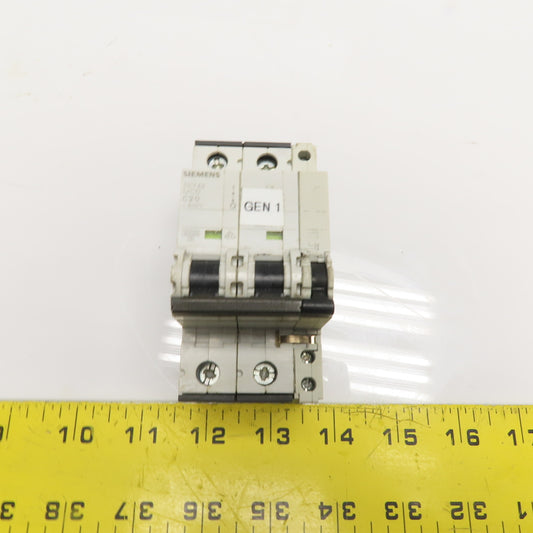 Siemens 5SY4220-7 20A 2-Pole Miniature Circuit Breaker W/ Auxiliary