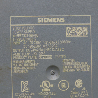 Siemens 6EP1332-5BA00 SITOP PSU100C Power Supply