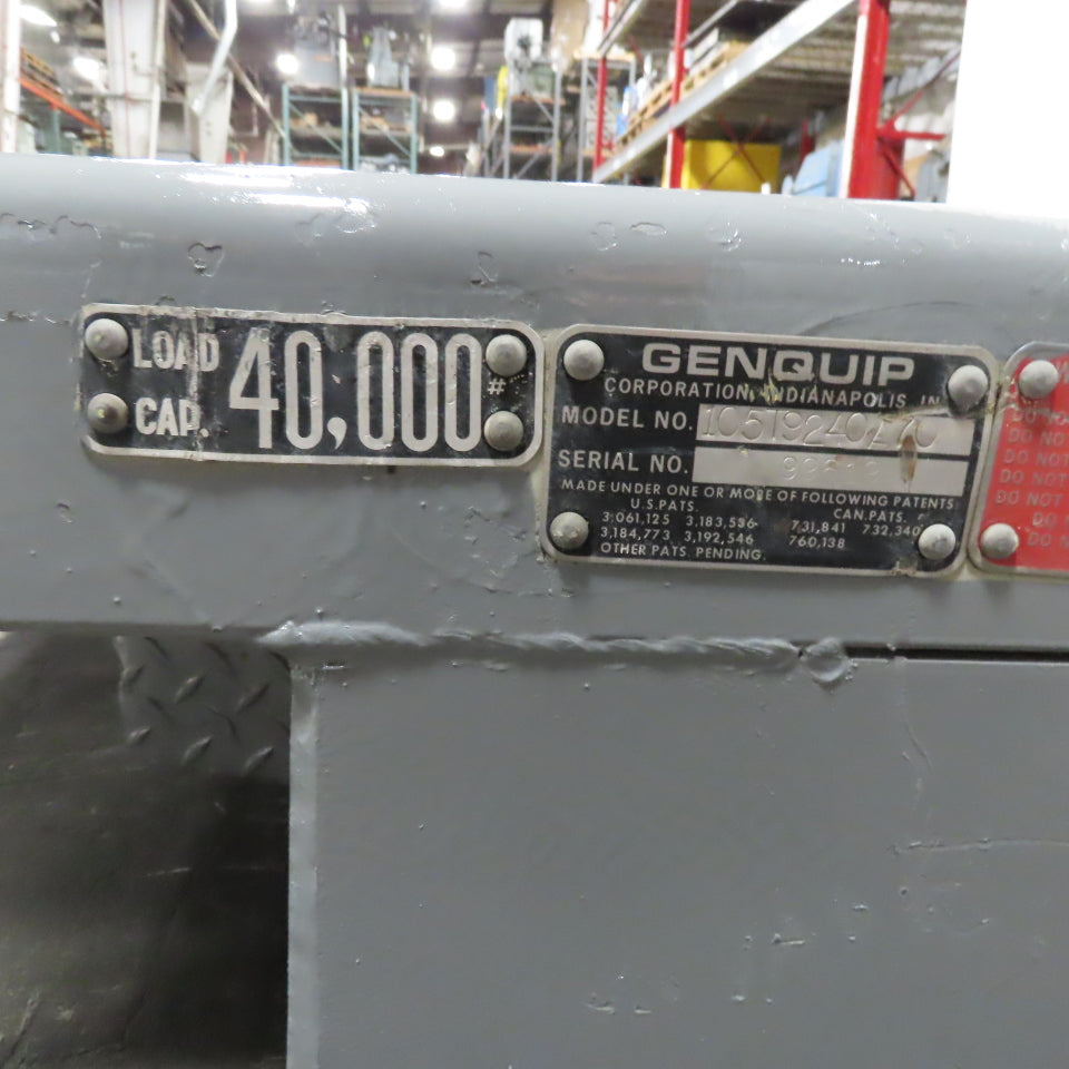 Genquip 105T9240A70 40,000Lbs. Freight Railcar Dock Plate Ramp 102" x 70" Deep