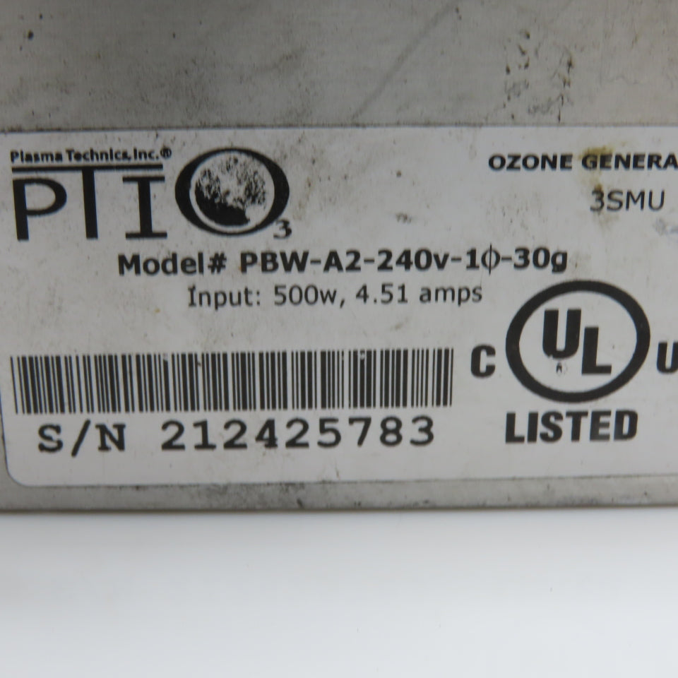 Plasma Technics Inc. PBW-A2 Ozone Generator Cell 500W 4.51A 240V 1Ph 30g