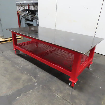 48" x 96" x 34" Tall 3/4" Steel Top Rolling Work Bench Welding Table Shelf New