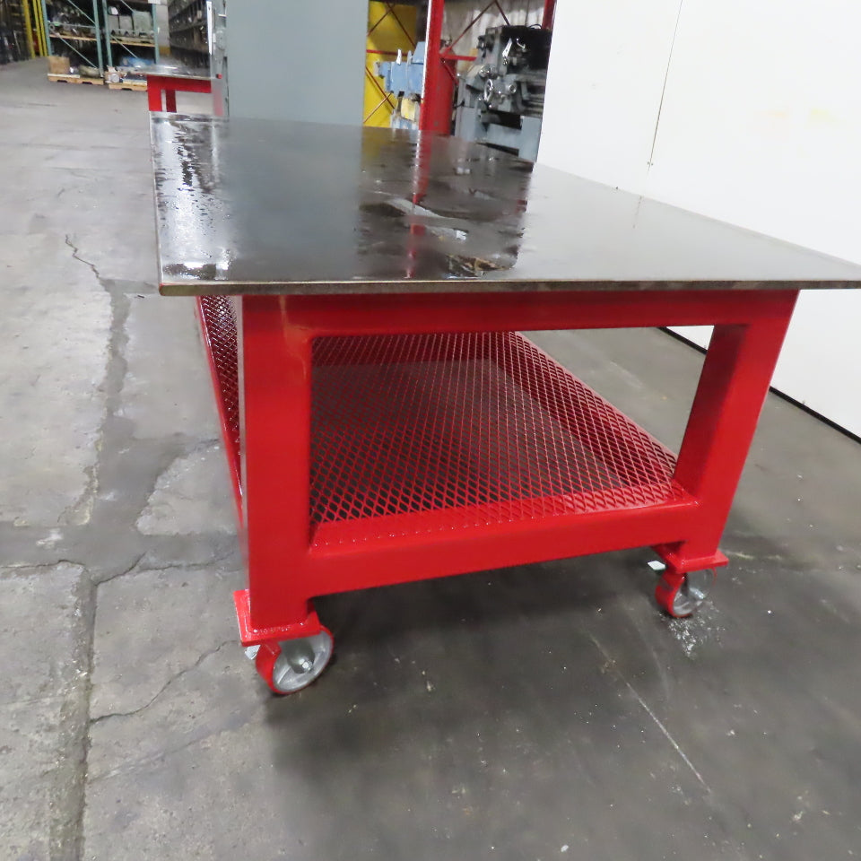 48" x 96" x 34" Tall 3/4" Steel Top Rolling Work Bench Welding Table Shelf New