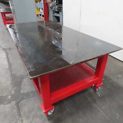 48" x 96" x 34" Tall 3/4" Steel Top Rolling Work Bench Welding Table Shelf New