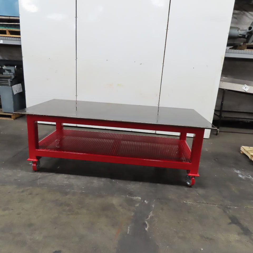 48" x 96" x 34" Tall 3/4" Steel Top Rolling Work Bench Welding Table Shelf New