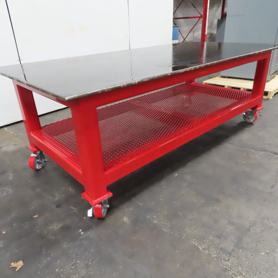 48" x 96" x 34" Tall 3/4" Steel Top Rolling Work Bench Welding Table Shelf New