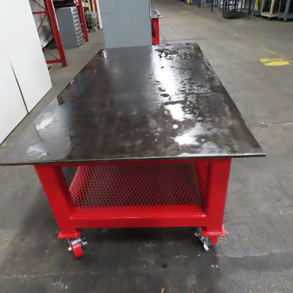 48" x 96" x 34" Tall 3/4" Steel Top Rolling Work Bench Welding Table Shelf New