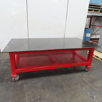 48" x 96" x 34" Tall 3/4" Steel Top Rolling Work Bench Welding Table Shelf New