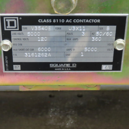 Square D Iso-Flex Model 3 2400V 3Ph CG22 Medium Voltage Controller 110V 250Hp