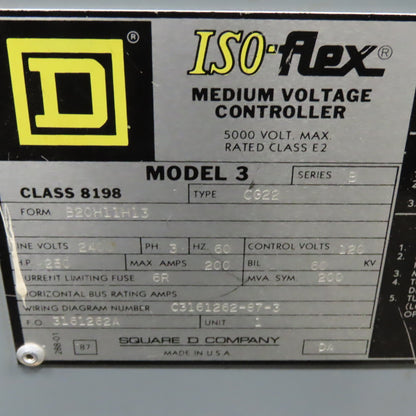 Square D Iso-Flex Model 3 2400V 3Ph CG22 Medium Voltage Controller 110V 250Hp