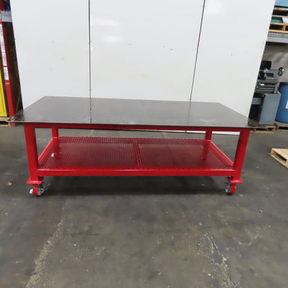 48" x 96" x 34" Tall 1/2" Steel Top Rolling Work Bench Welding Table Shelf New