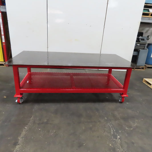 48" x 96" x 34" Tall 1/2" Steel Top Rolling Work Bench Welding Table Shelf New