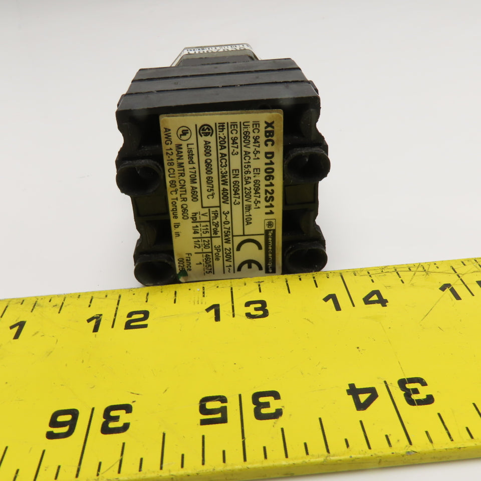 Telemecanique XBC D10612S11 Manual Motor Controller 660V 20A 1HP